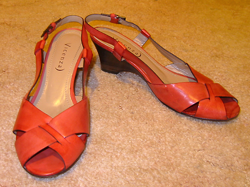 red slingback wedges